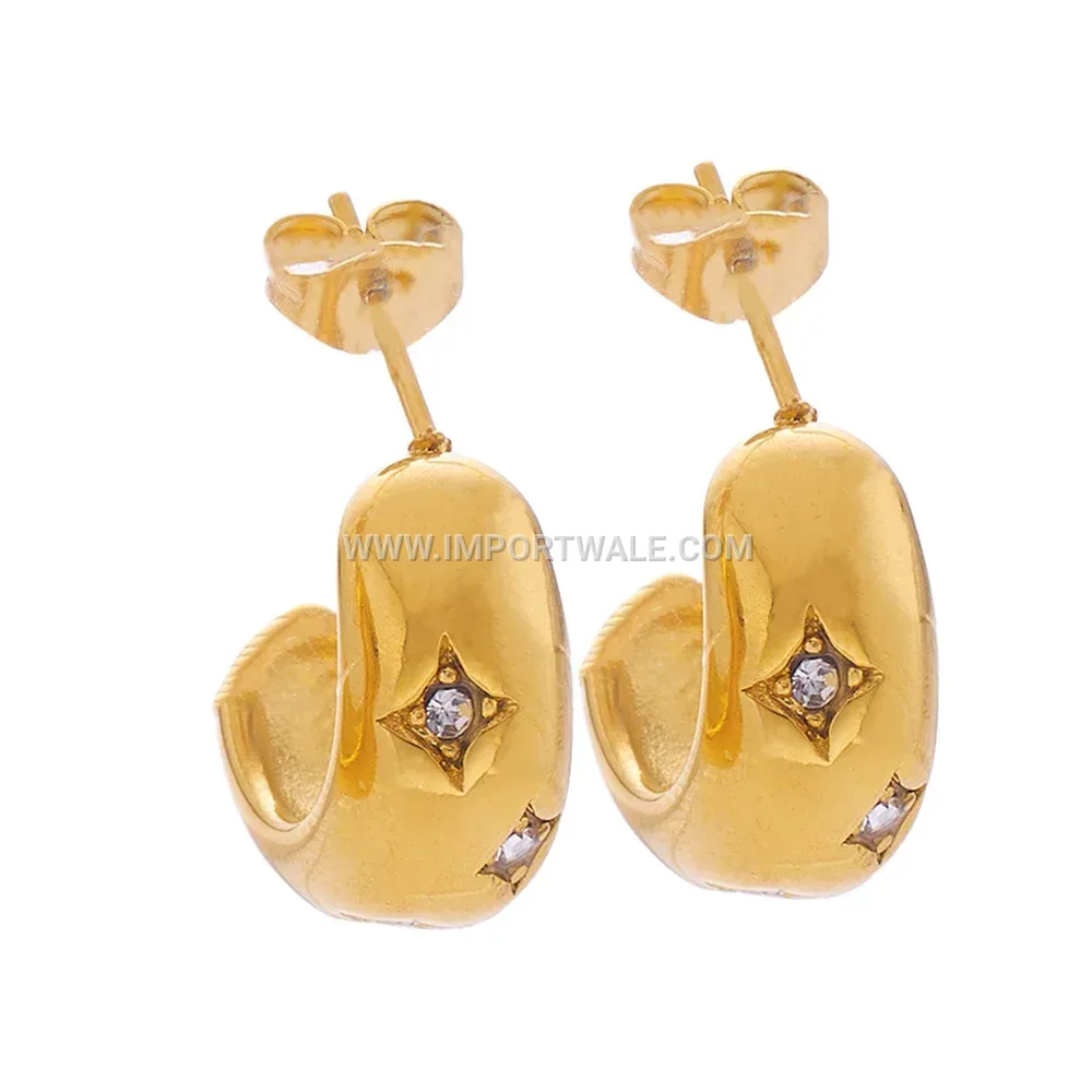 Gold Plated Titanium Steel Geometric Hoop Earrings