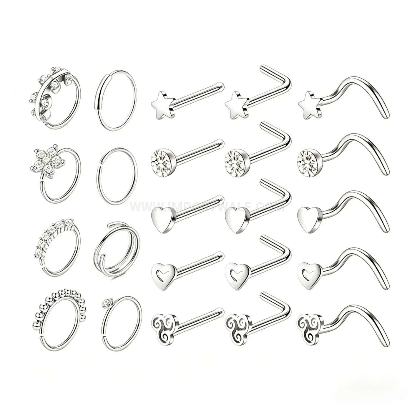 Premium Stainless Steel Geometric Open Nose Ring Piercing Jewelry