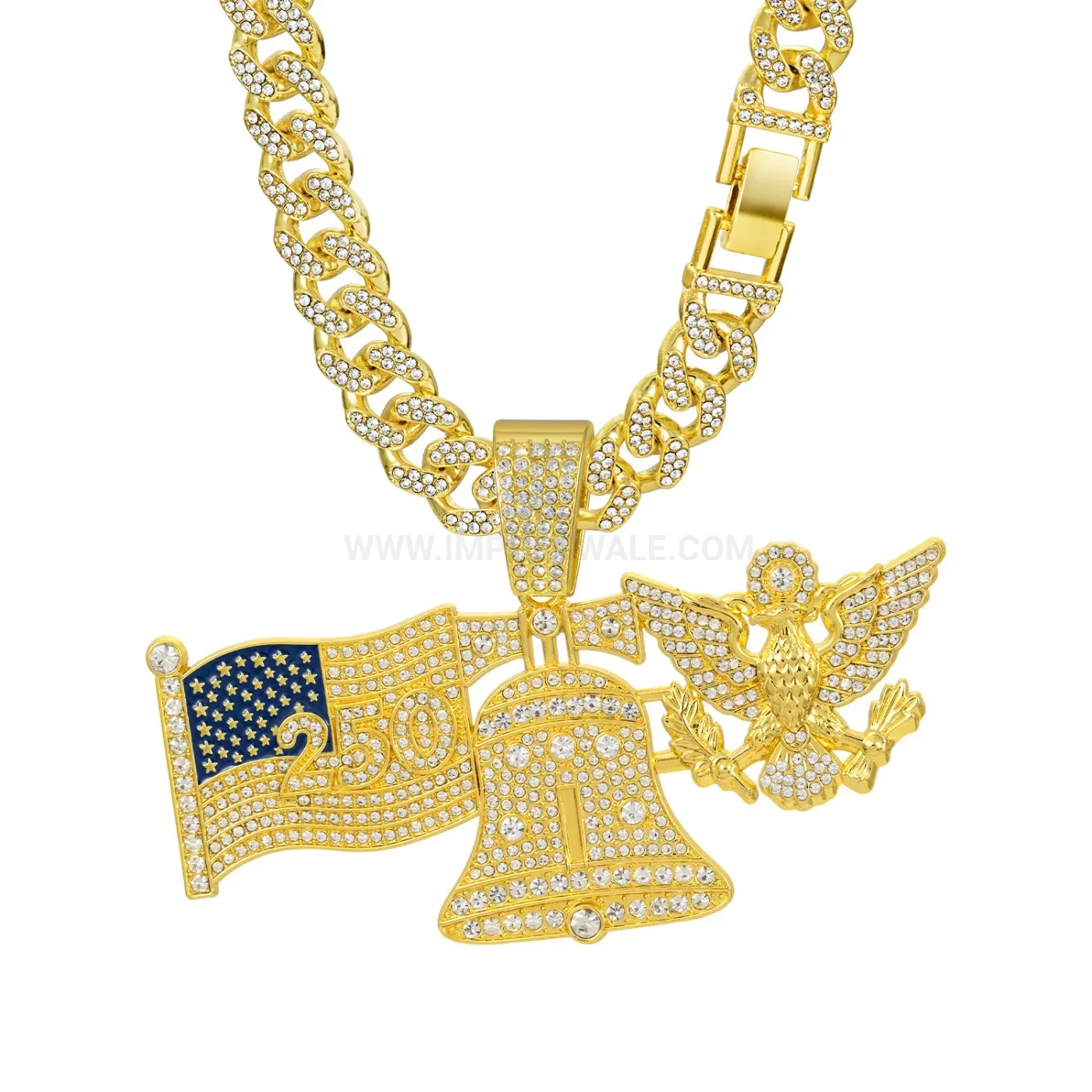 Iced Out Liberty Bell Eagle Hip Hop Pendant