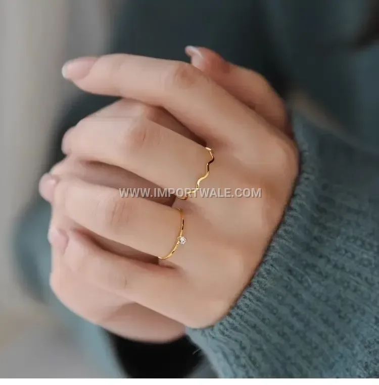Minimalist Stainless Steel Rhinestone Band Ring