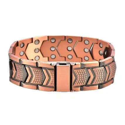 Modern Men Vintage Antique Bronze Red Copper Bio Magnetic Therapy Bracelet
