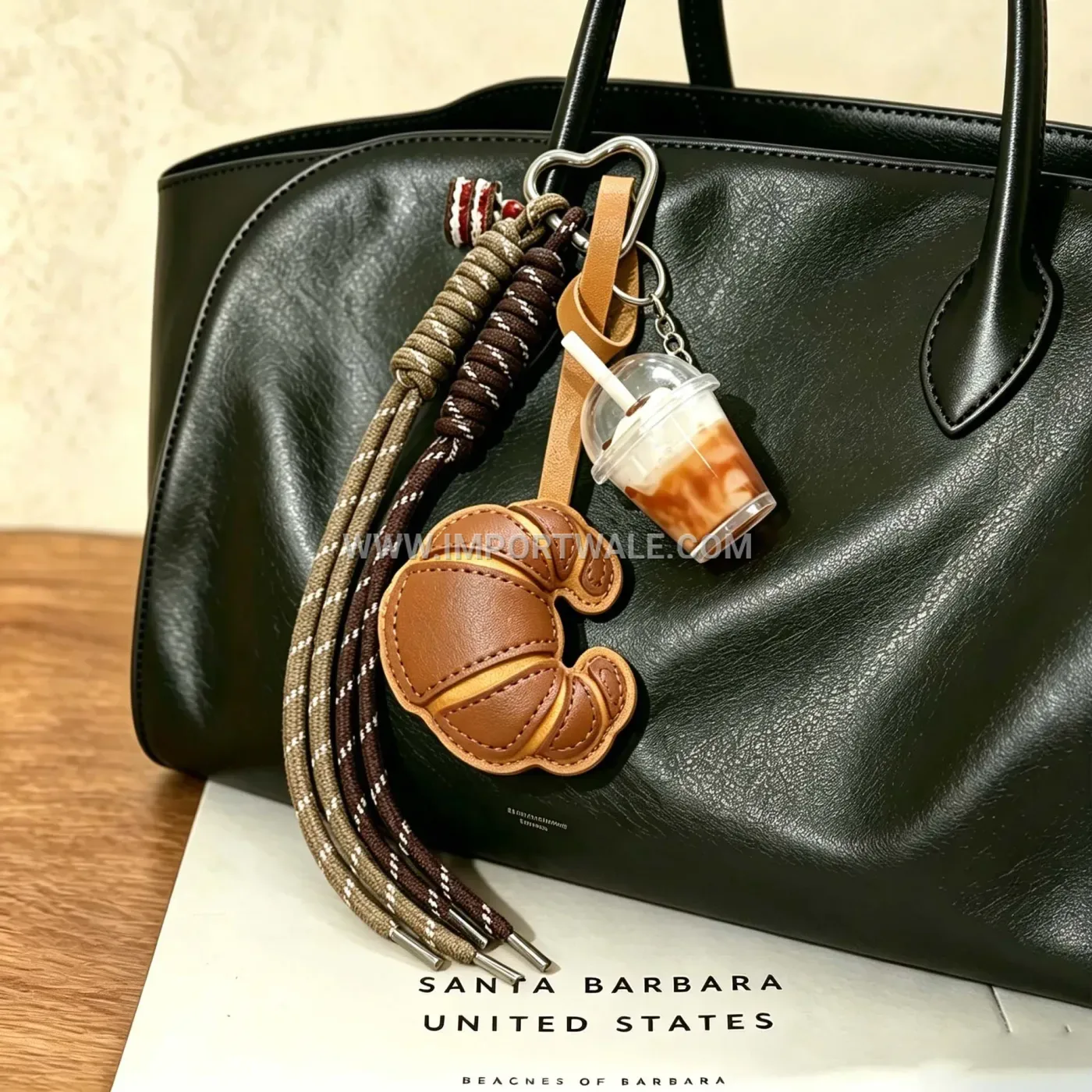 Woven Rope Croissant And Ice Cream Bag Charm