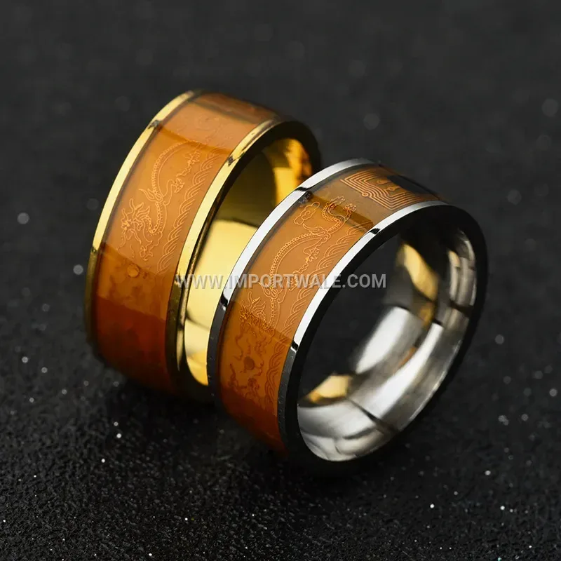 Stainless Steel NFC Smart Ring with Enamel Dragon Motif
