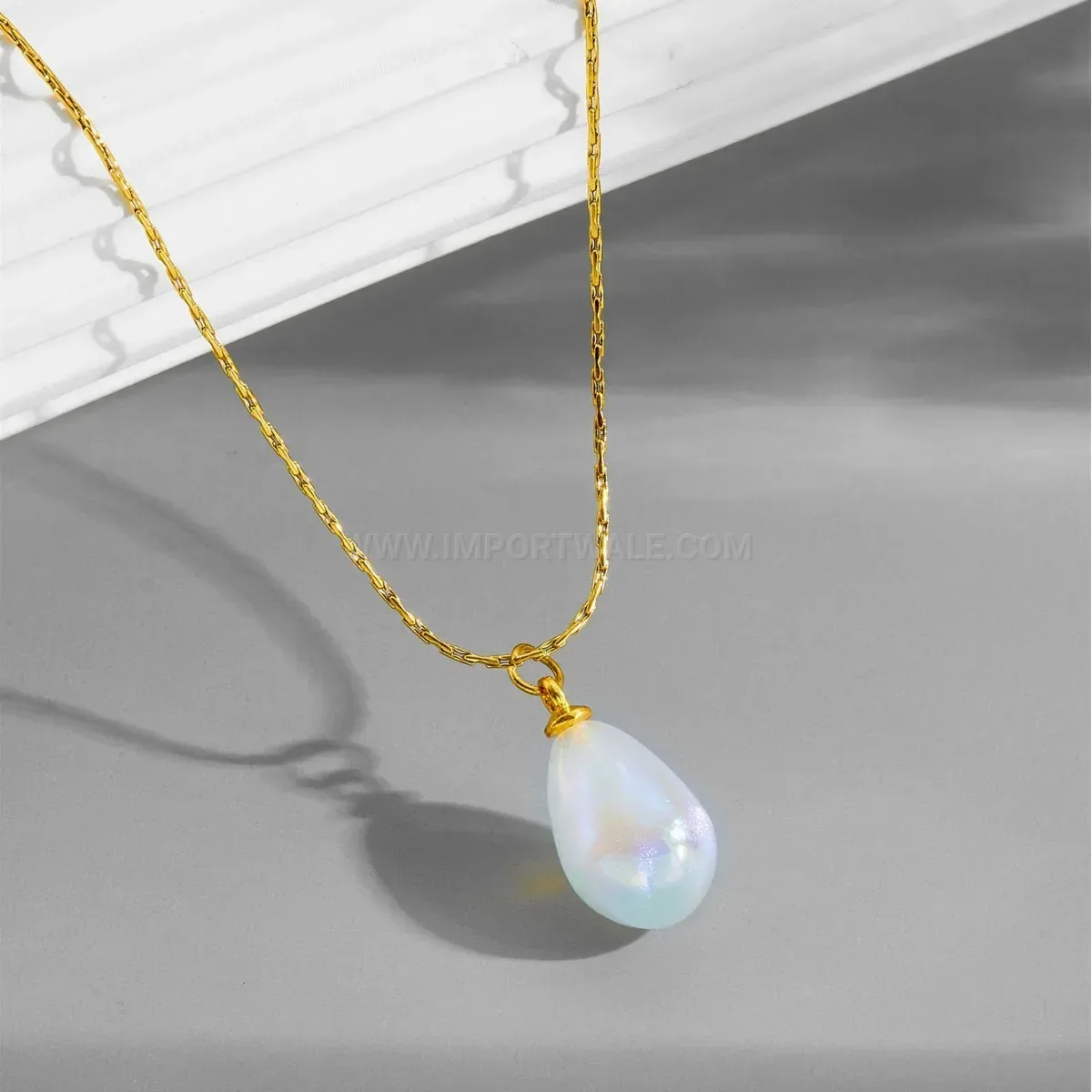 Modern Minimalist Titanium Steel Waterdrop Pearl Pendant Necklace