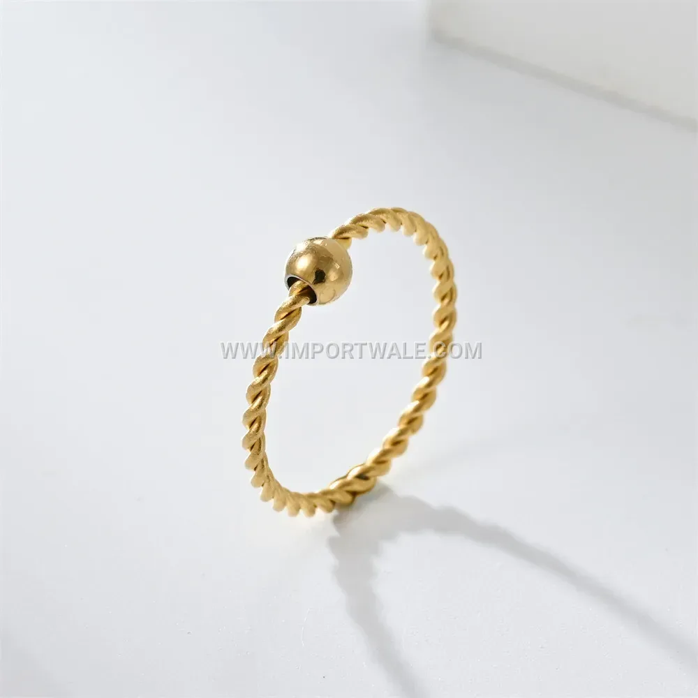 Twisted Rope Gold Plated Stainless Steel Pinky Ring