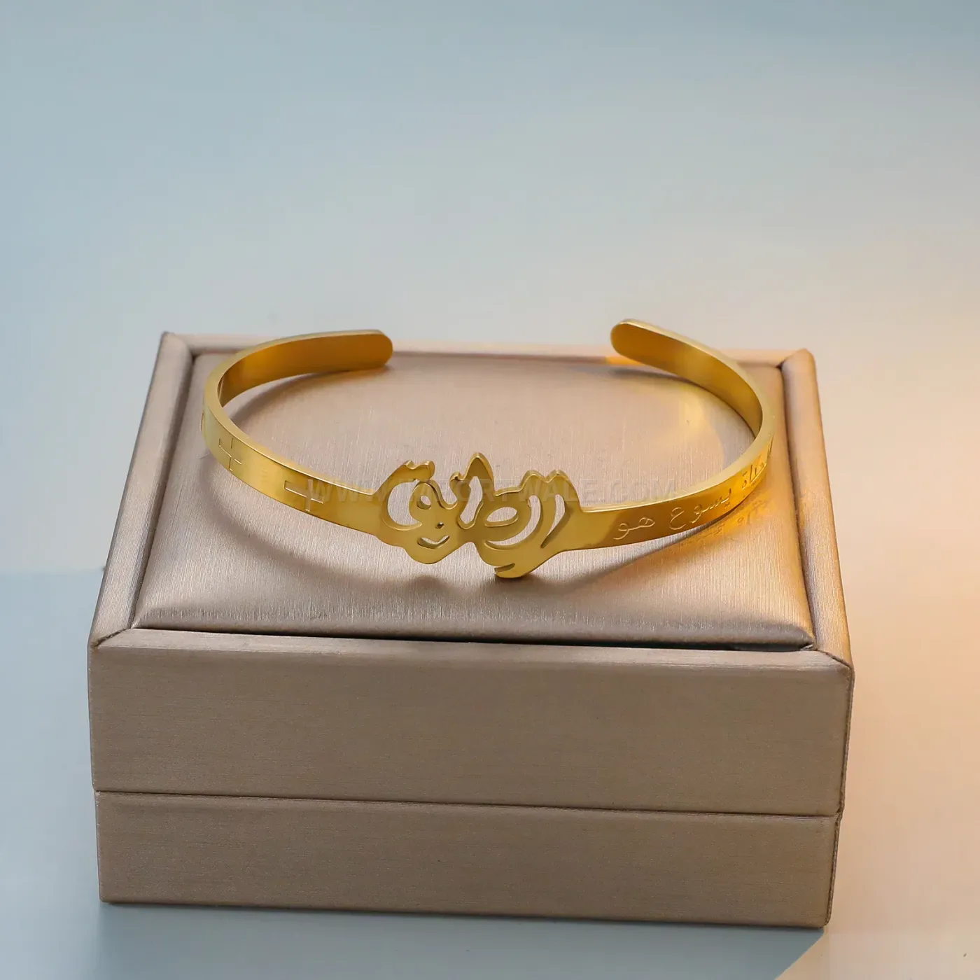 Stainless Steel Allah Crescent Moon Open Cuff Bracelet