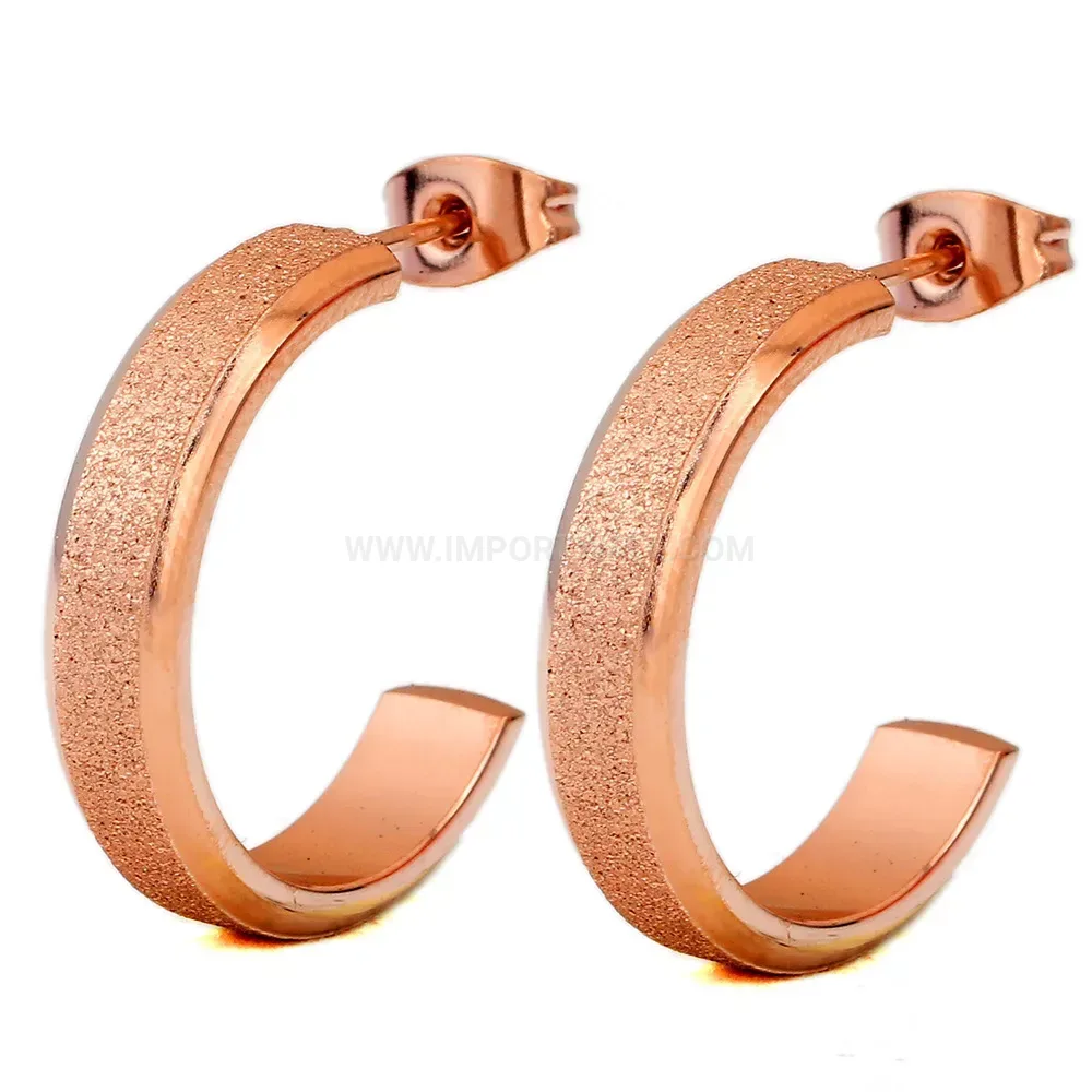 Bold Frosted C Shape Stainless Steel Stud Earrings