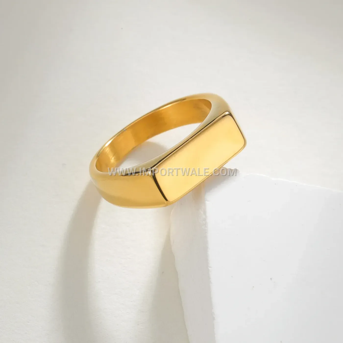 Polished Rectangular Signet Stainless Steel Ring