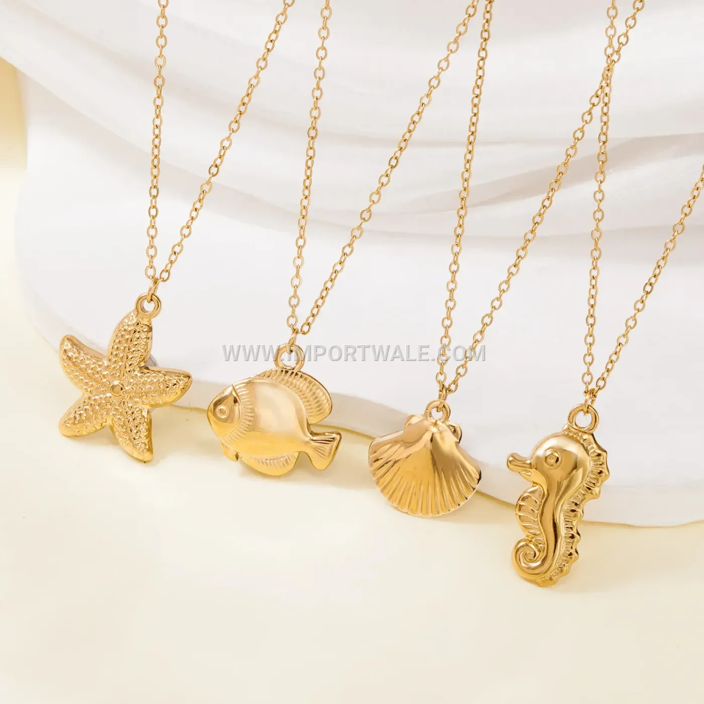 Bohemian Marine Series Gold Plated Stainless Steel Pendant Necklace