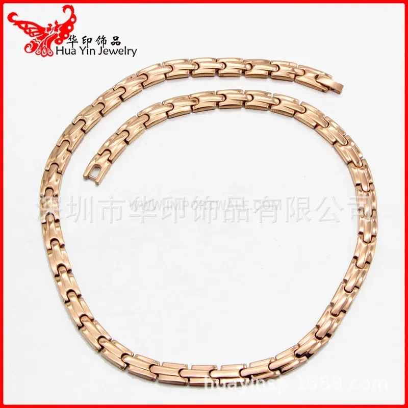 Elegant Sleek Geometric Pure Titanium Magnetic Link Chain Necklace