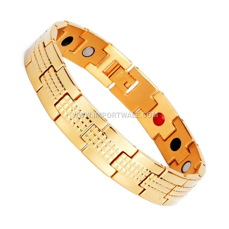 Men's Titanium Steel Geometric Magnetic Therapy Bracelet