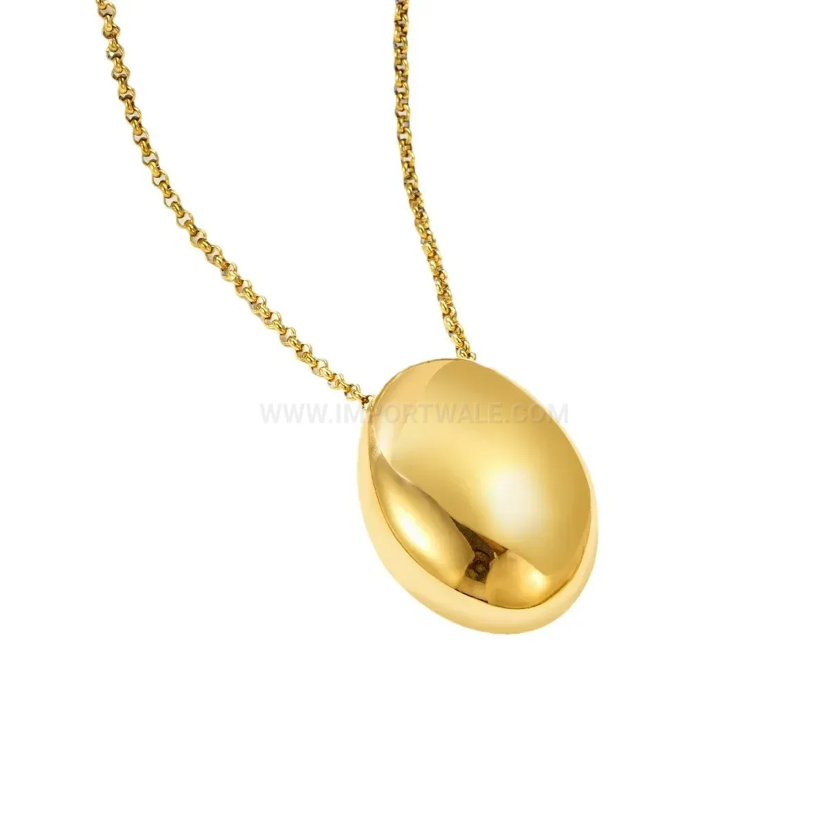 Bold Vintage Oversized Oval Pendant Stainless Steel Necklace for Women