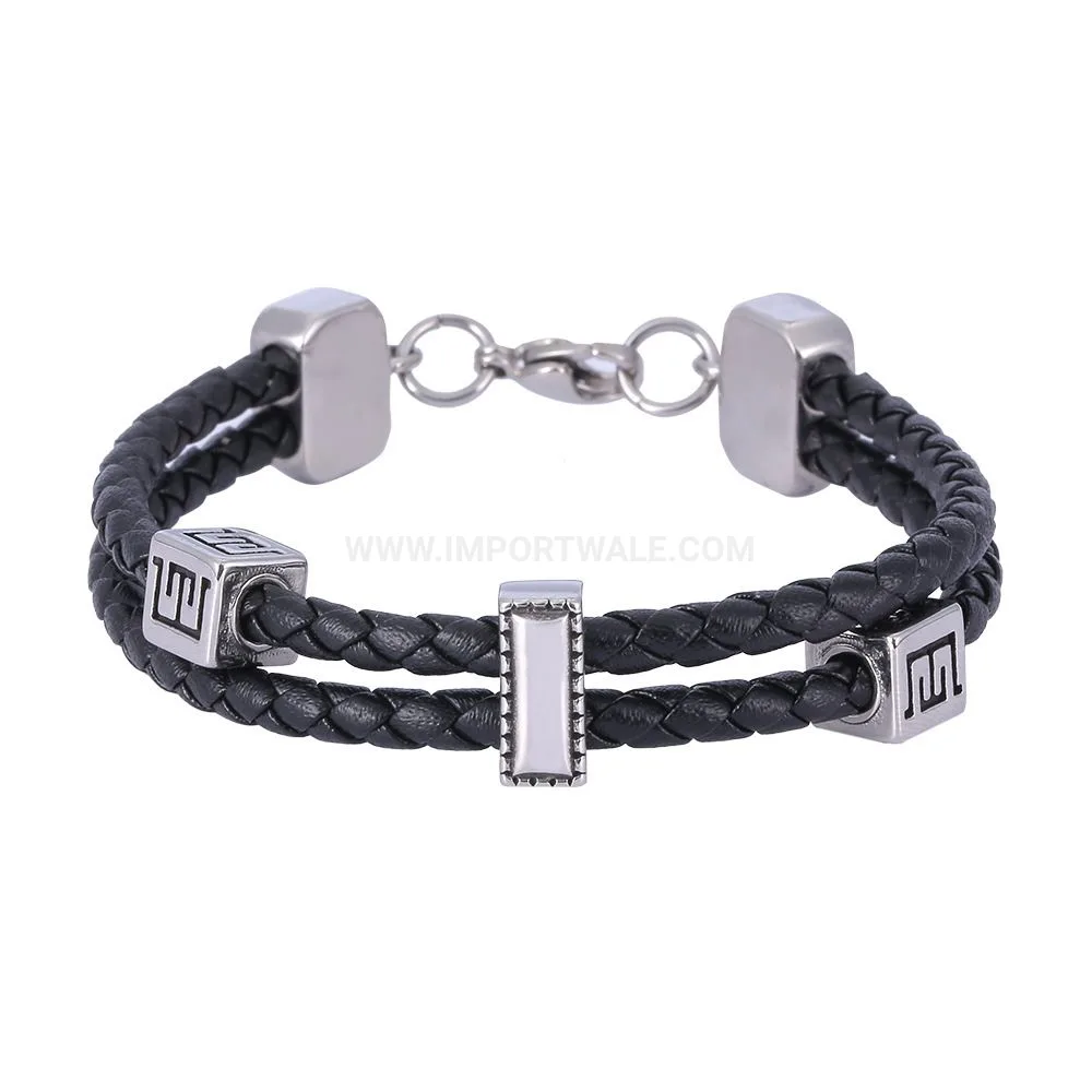Minimalist Double-Strand Braided Leather Cuff Bracelet