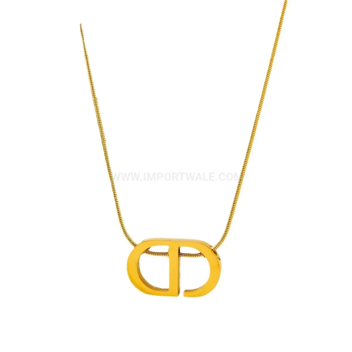 Chic Gold Plated CD Letter Snake Bone Titanium Steel Necklace