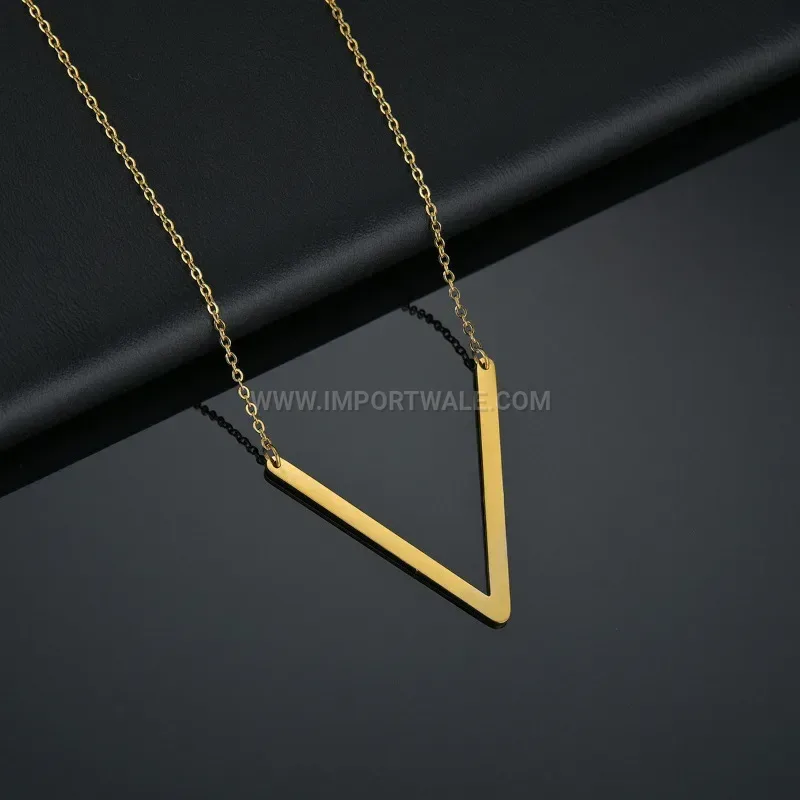 Polished Stainless Steel Initial Letter Pendant Necklace with O-Chain