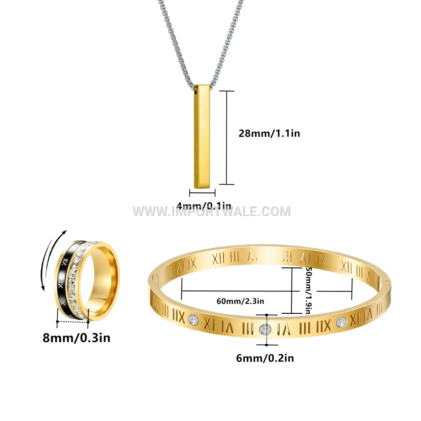 Roman Numeral Gold Plated Stainless Steel Set