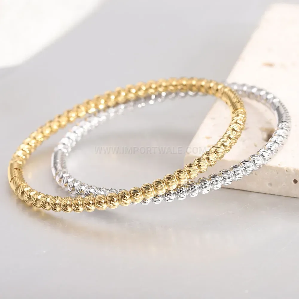 Designer Sleek 5mm Round Bead Stainless Steel Minimalist Bangle Cuff