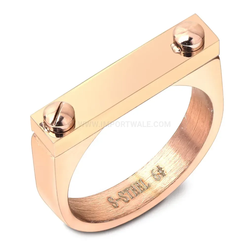 Bold Minimalist Dual Studded Stainless Steel Band Ring