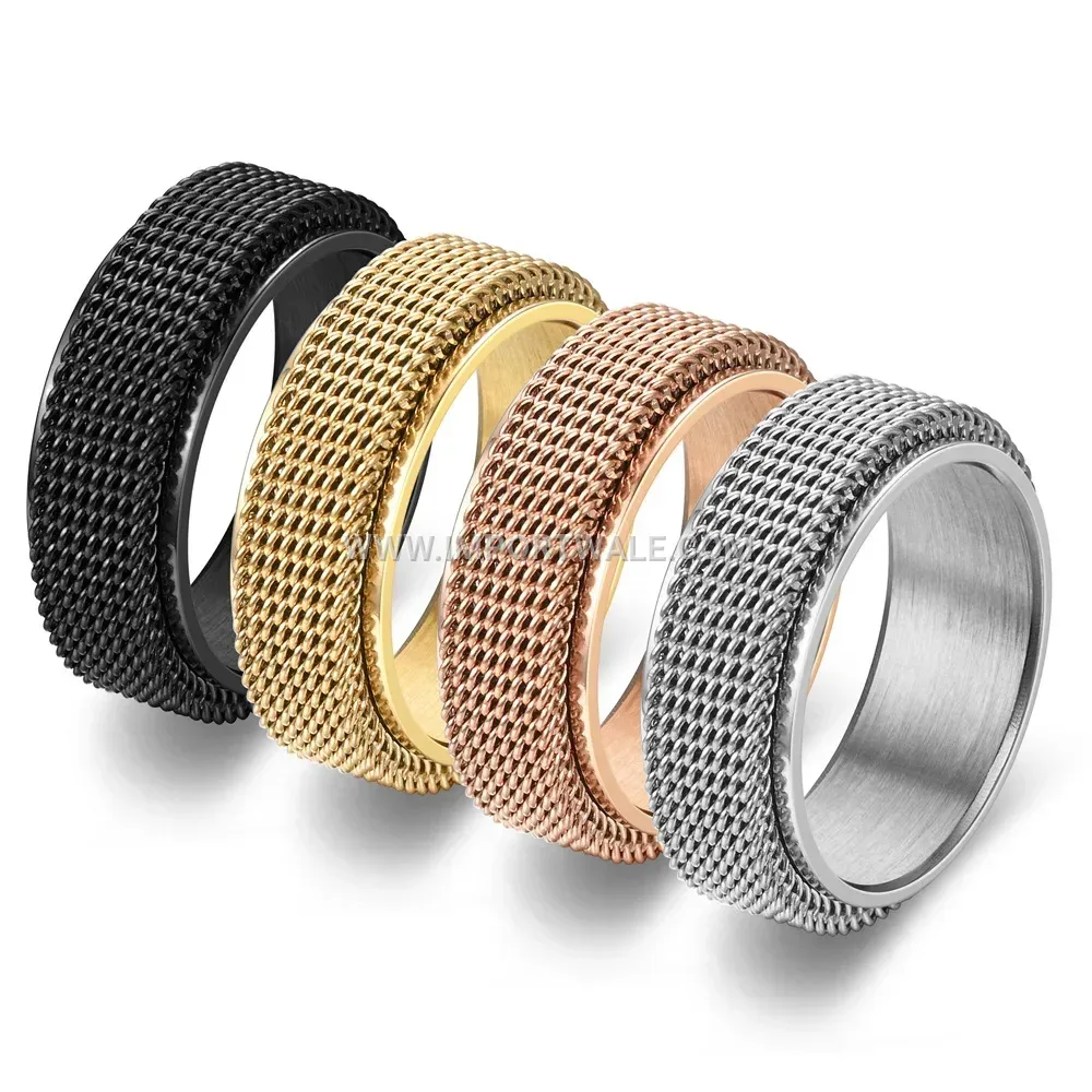 Woven Mesh Spinner Stainless Steel Band Ring