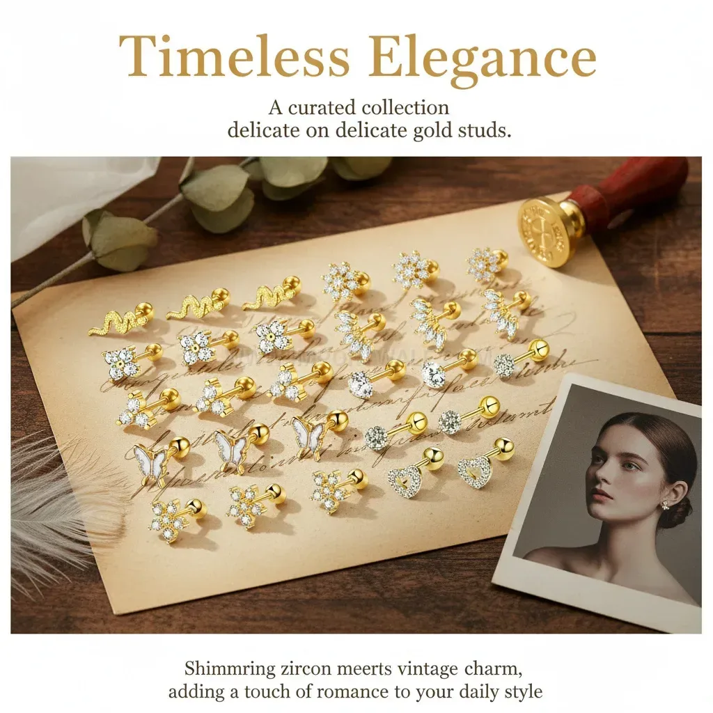 Elegant Stainless Steel Screw Ball Cartilage Piercing Earring Set