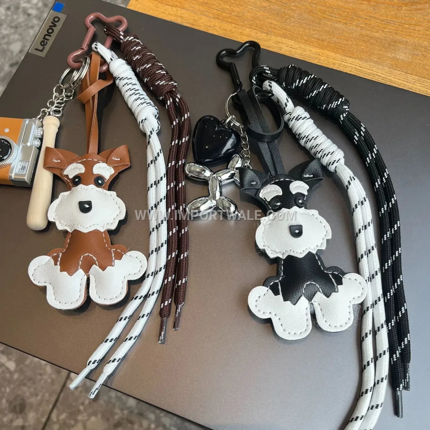 Playful Schnauzer Dog Bag Creative Key chains with Mini Camera