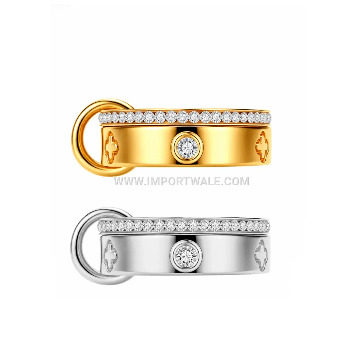 Double Band Stainless Steel Ring Accented with Sparkling Zirconia