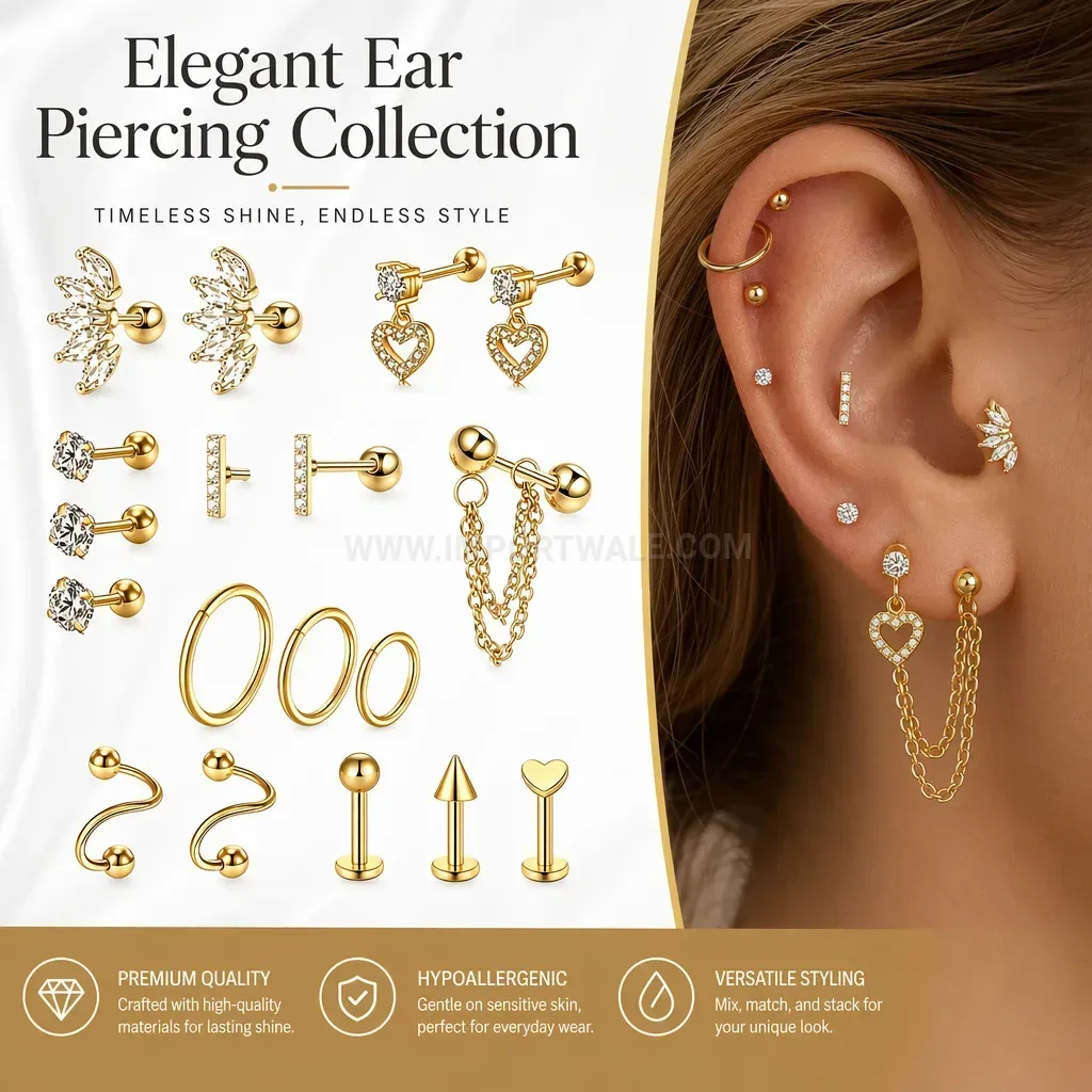 Bold Cubic Zirconia Stainless Steel Piercing Nose Ring