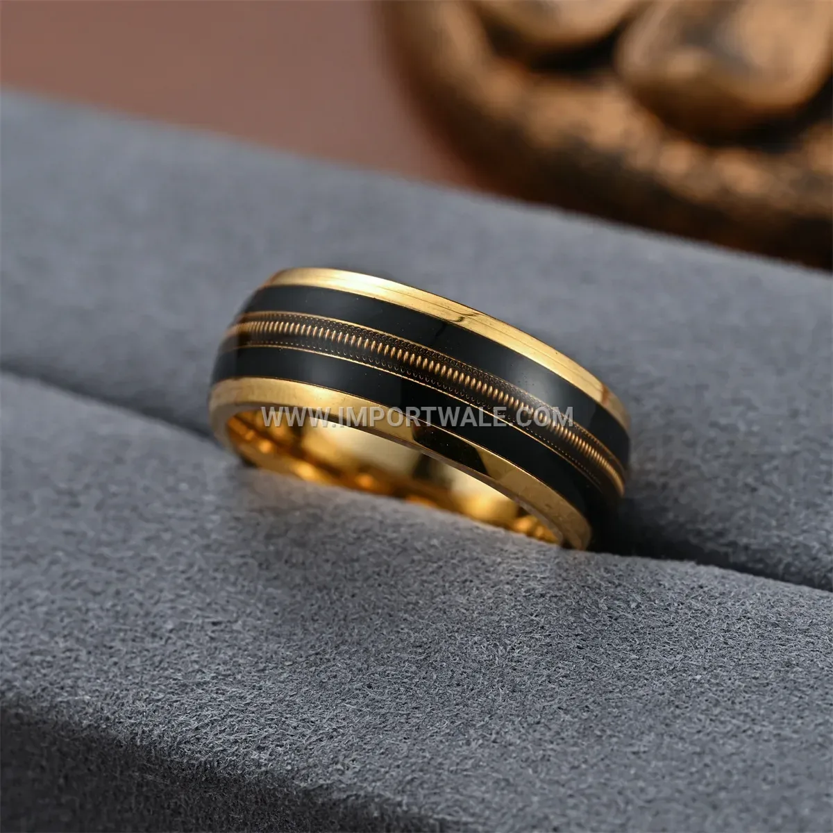 Gold Tone Musical String Enamel Band Ring