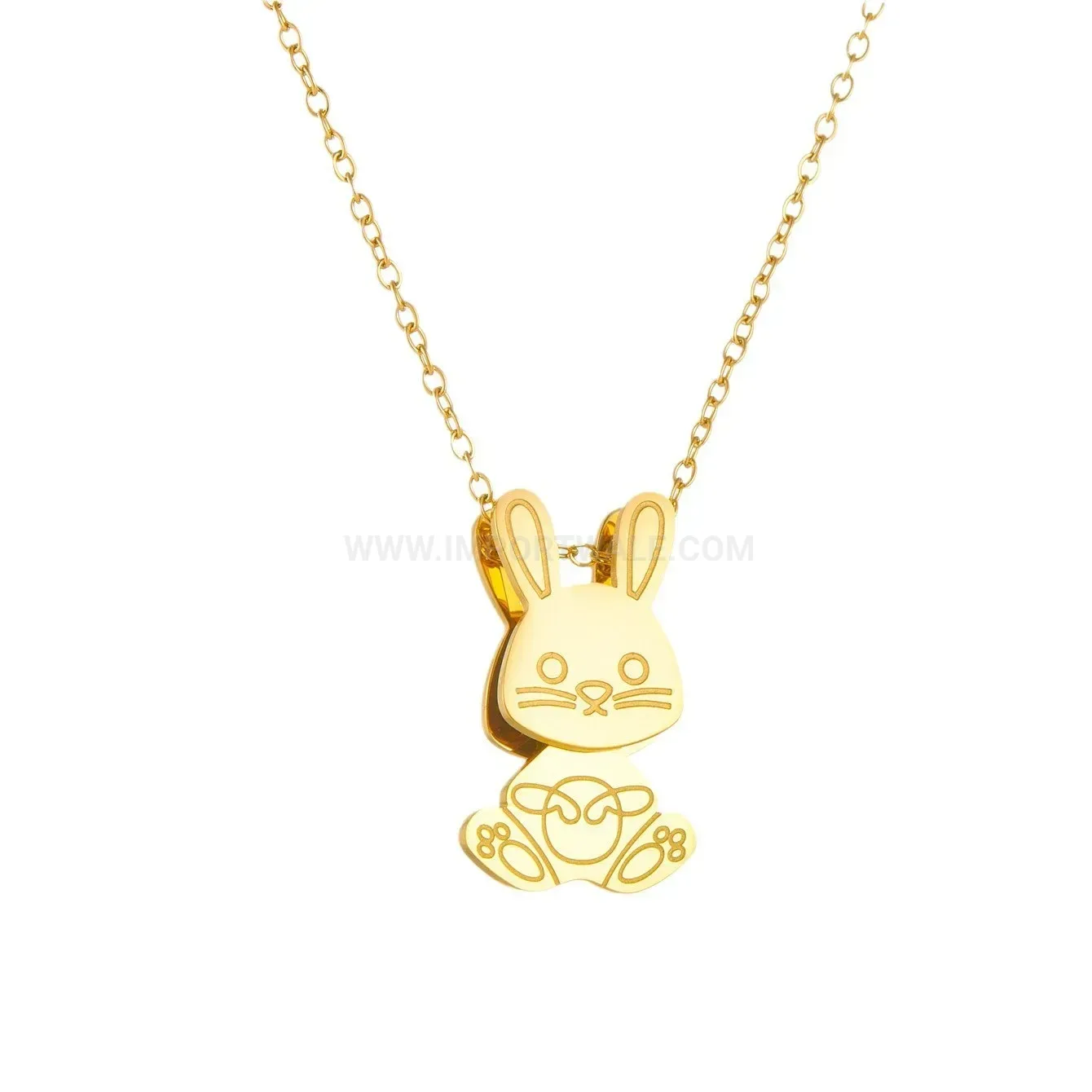 Classic Articulated Swinging Rabbit Stainless Steel Pendant Necklace