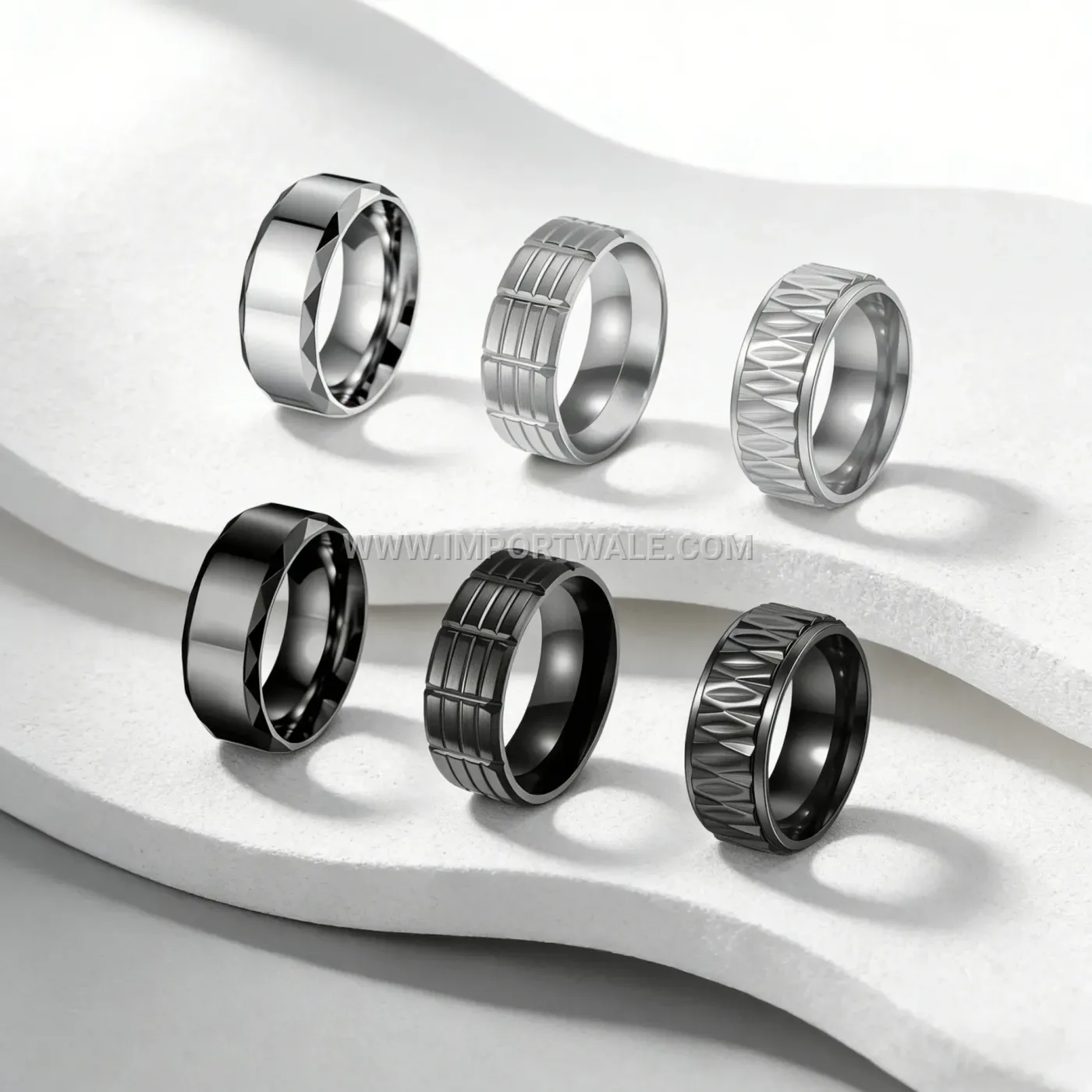 Dual Tone Enamel Inlay Titanium Steel Ring