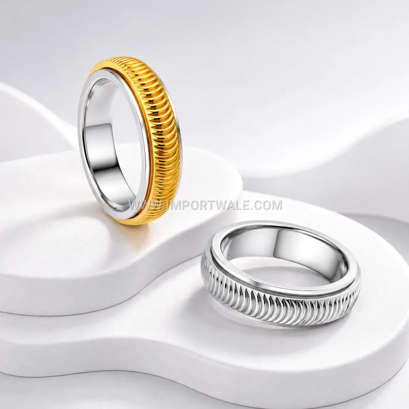 Textured Stainless Steel Spinner Band Ring