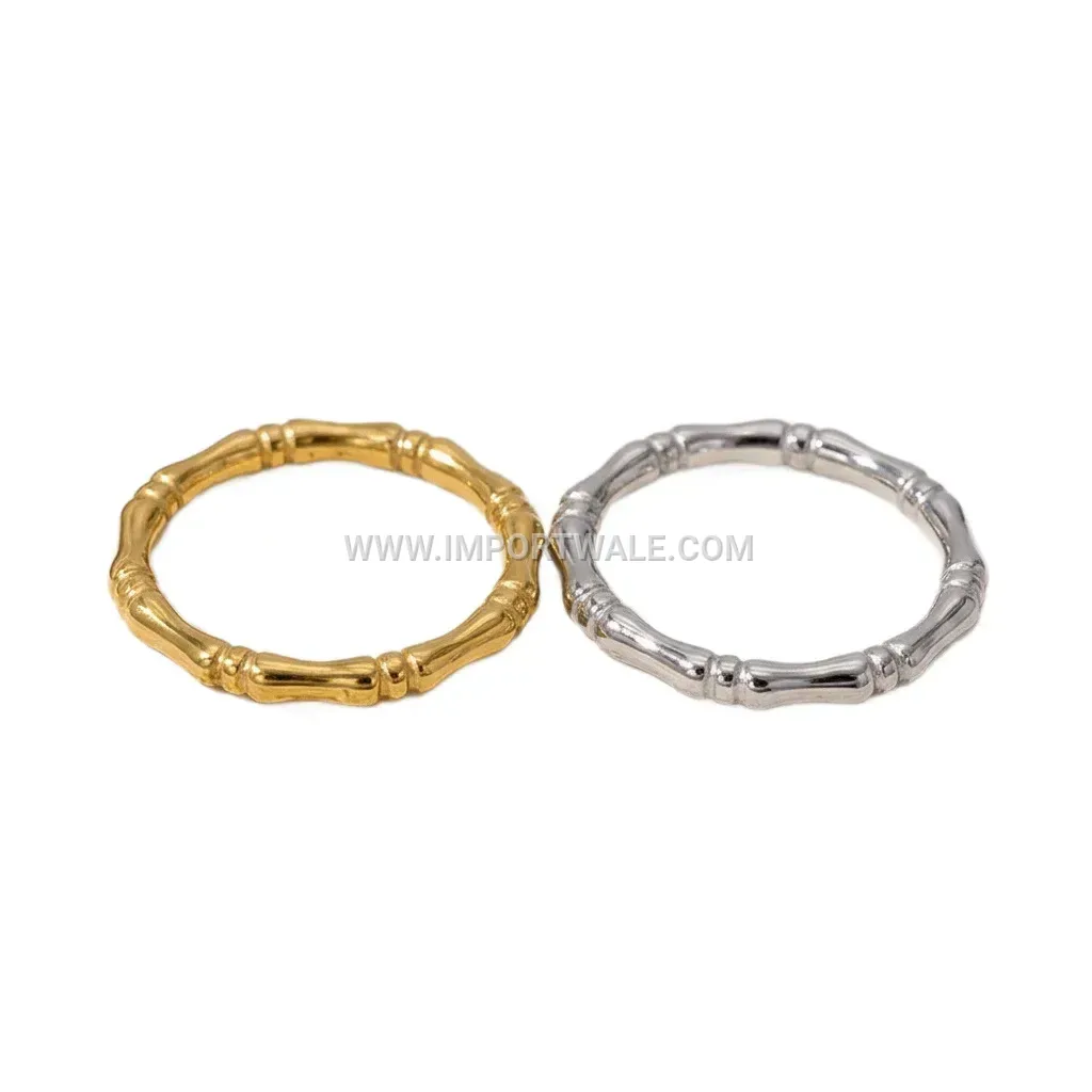 18K Gold Plated Bamboo Texture Stainless Steel Stamped Ring