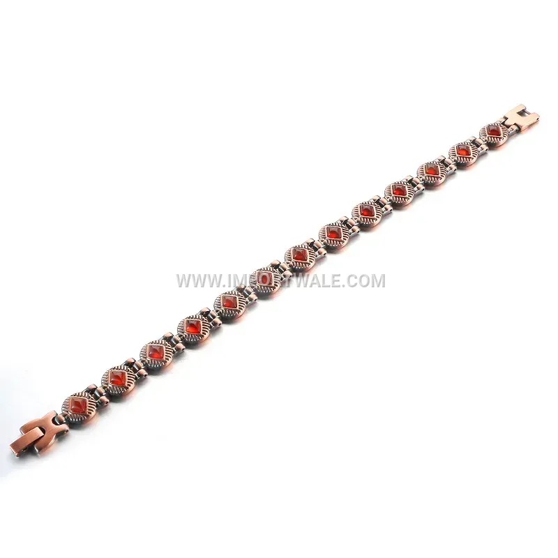 Wavy Stainless Steel Bio Magnetic Stone Bracelet