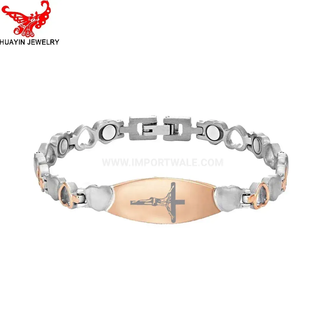 Stylish Cutout Cross Pattern Titanium Steel Bio Magnetic Bracelet