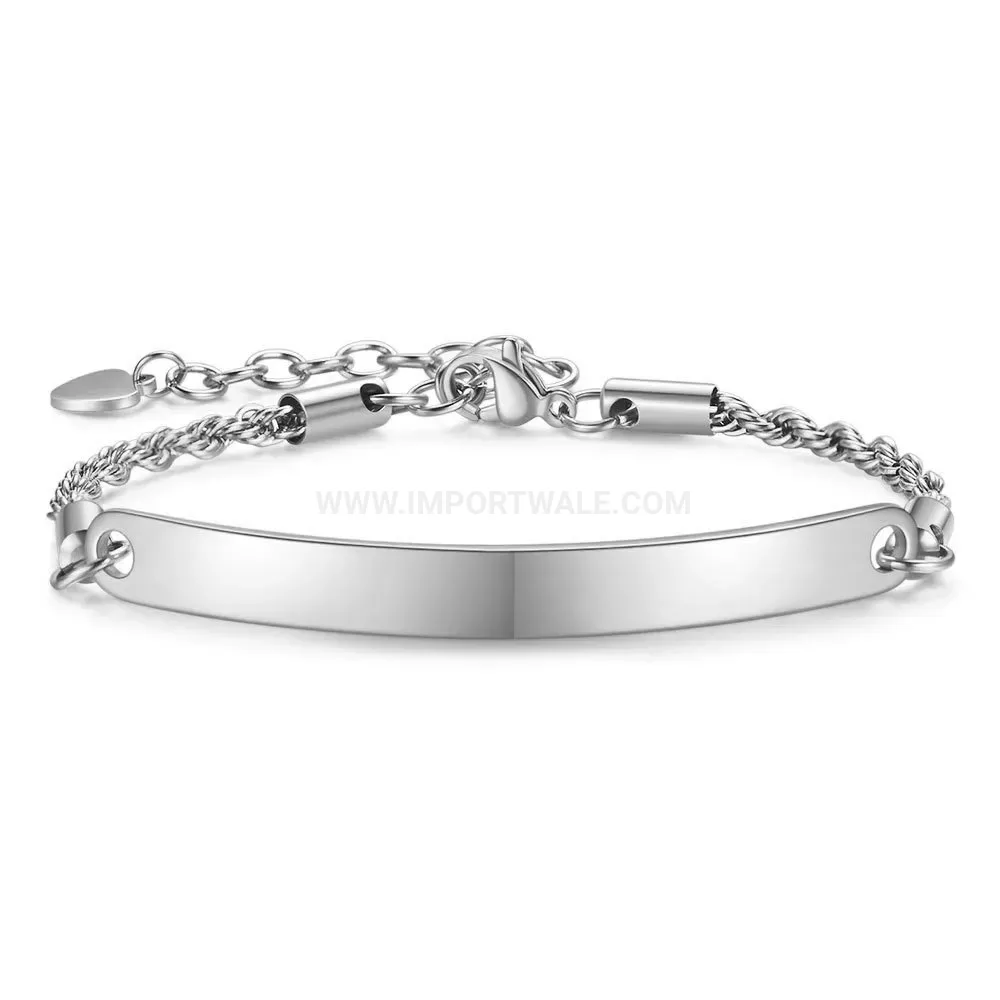 Minimalist Smooth Curved Bar Stainless Steel Chain Bracelet