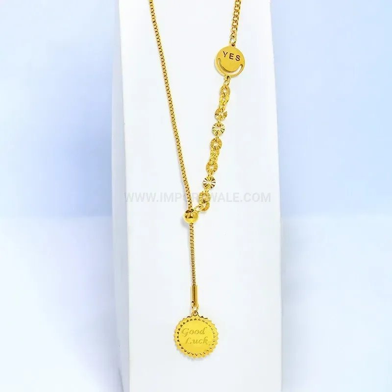 Smiling Sunflower Pendant Stainless Steel Ball Chain Necklace