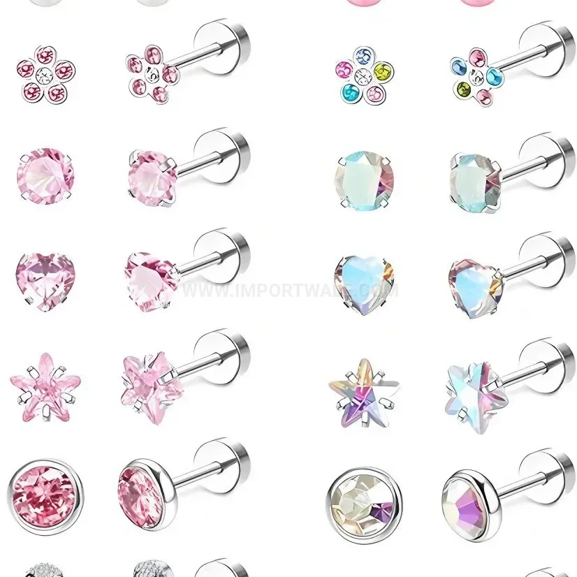 Trendy Vibrant Zircon Stainless Steel Heart And Star Stud Earrings