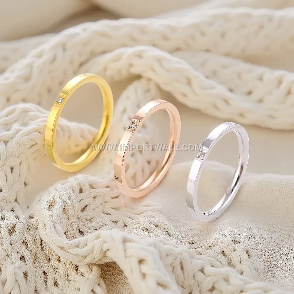 18K Gold Plated Stainless Steel Zircon Couple Ring