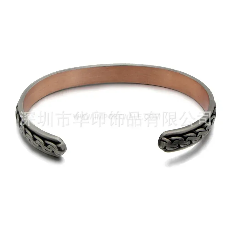 Western Vintage Bronze Red Copper Magnetic Therapy Cuff Bracelet