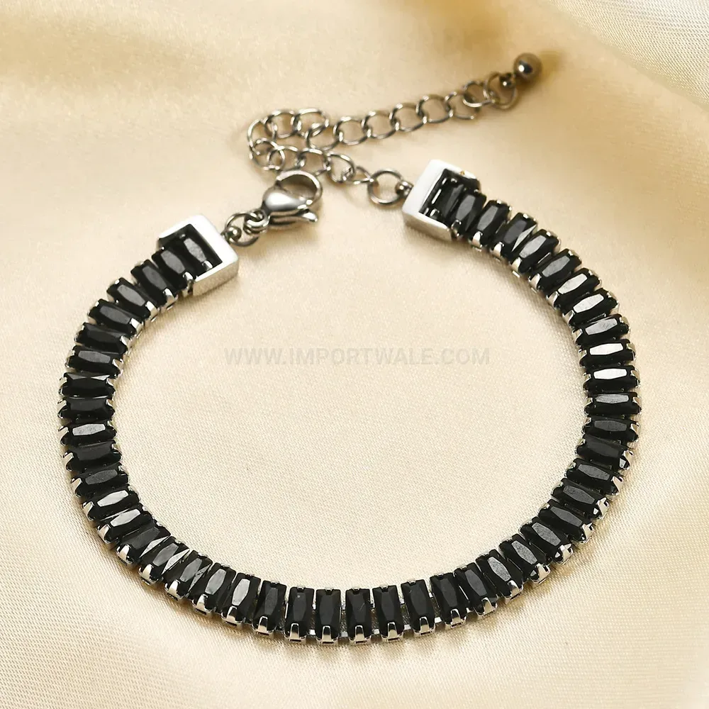 Minimalist Single Row Cubic Zirconia Stainless Steel Tennis Bracelet