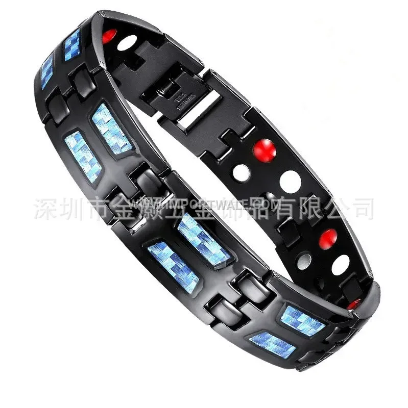 Men's Geometric Carbon Fiber Magnetic Titanium Steel Bracelet