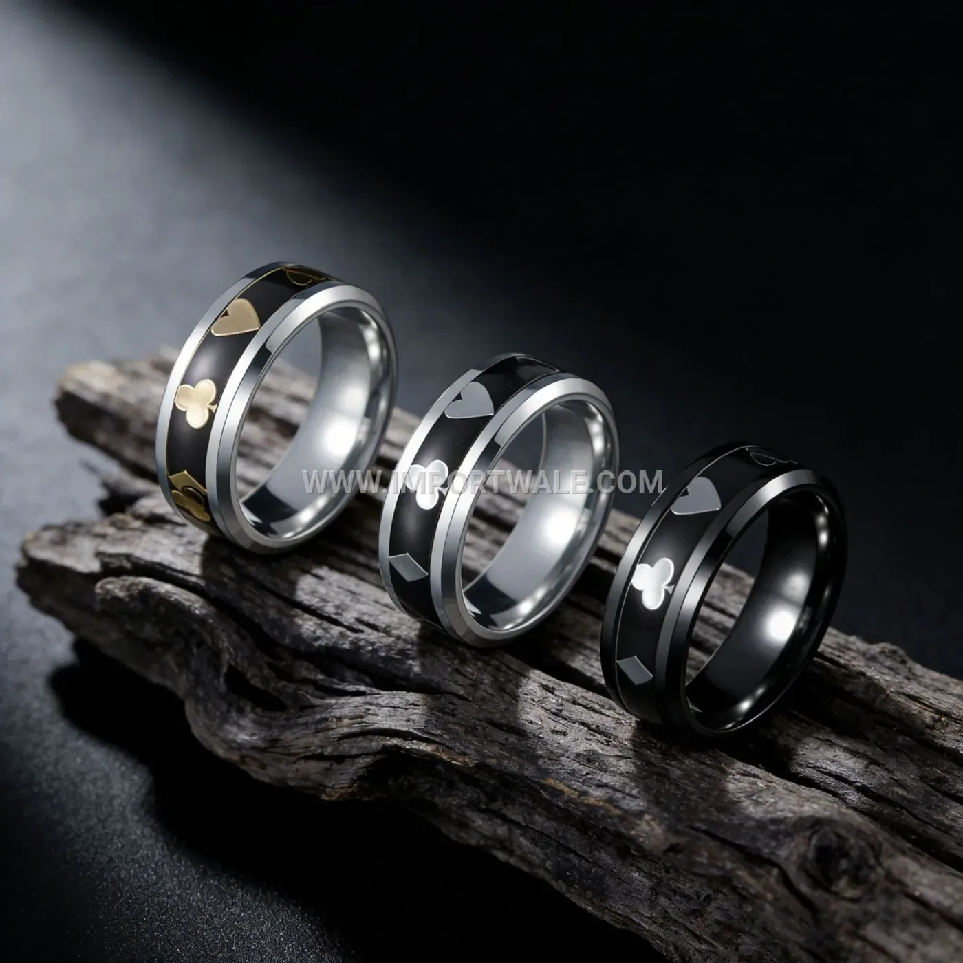 Playing Cards Ace Motif Stainless Steel Ring