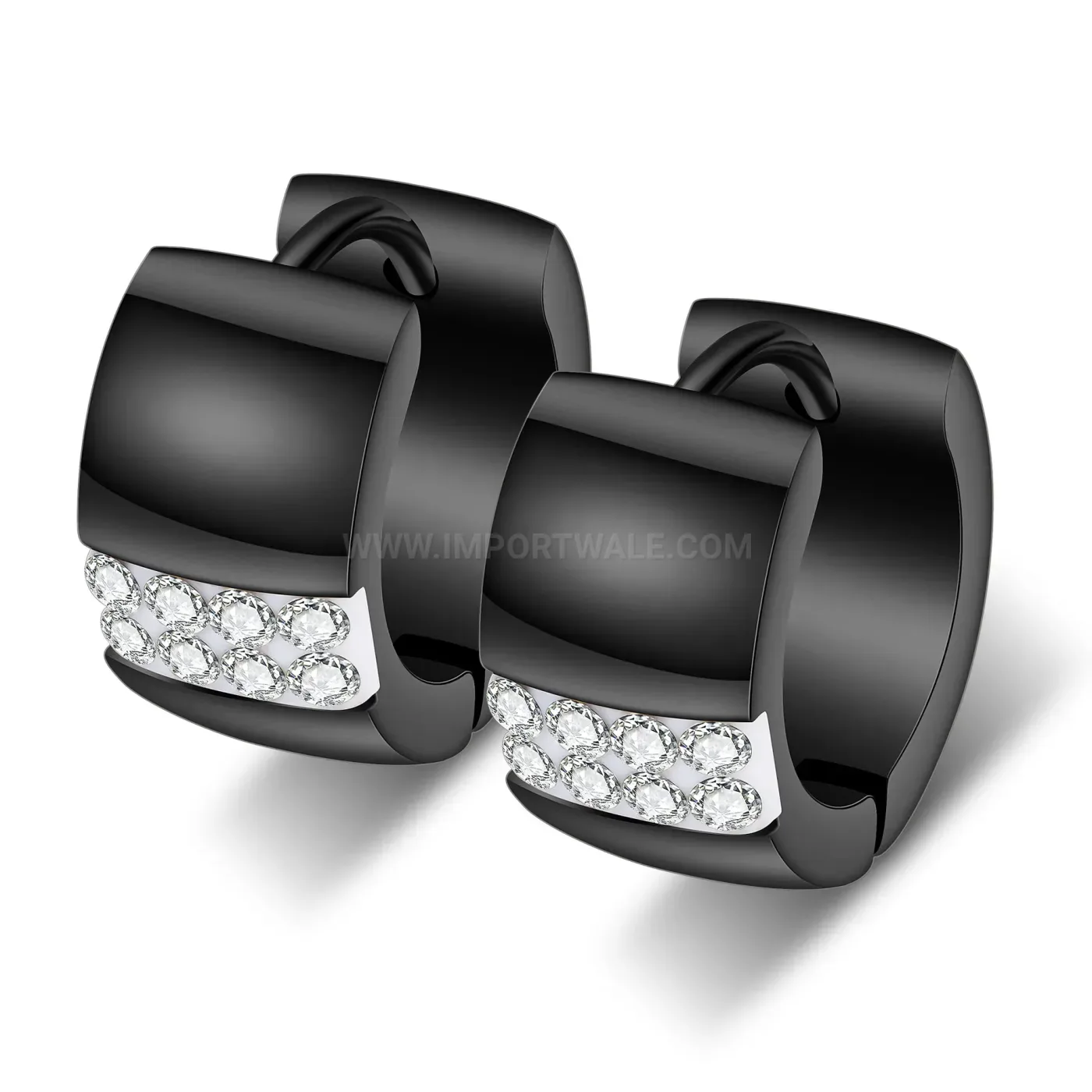 Elegant Sparkling Cubic Zirconia Inlaid Stainless Steel Huggie Earrings