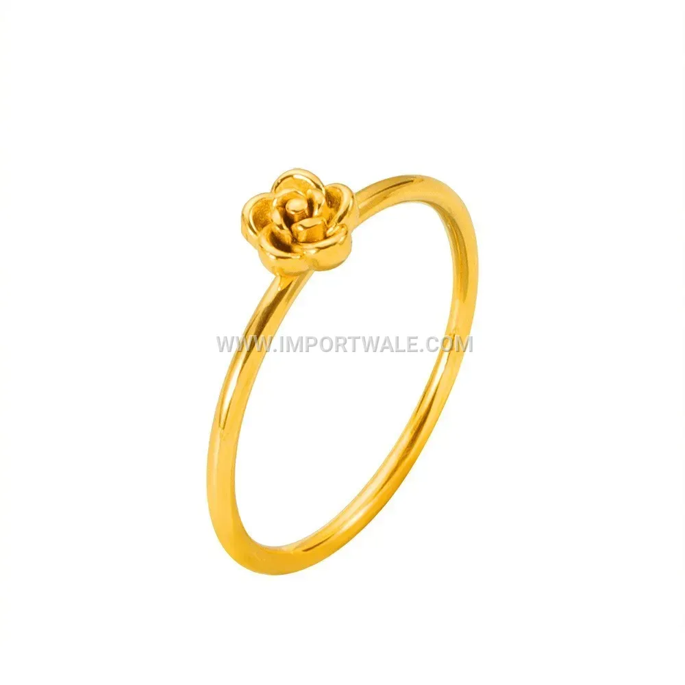 18K Gold Plated Stainless Steel Floral Motif Ring