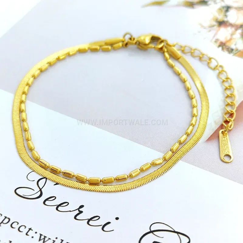 Designer Gold Double Layer Titanium Steel Snake Chain Bracelet