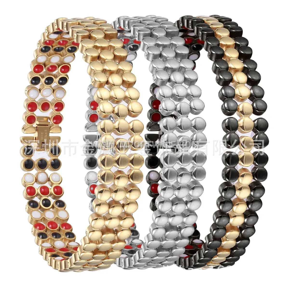 Triple-Row Magnetic Titanium Steel Unisex Energy Bracelet