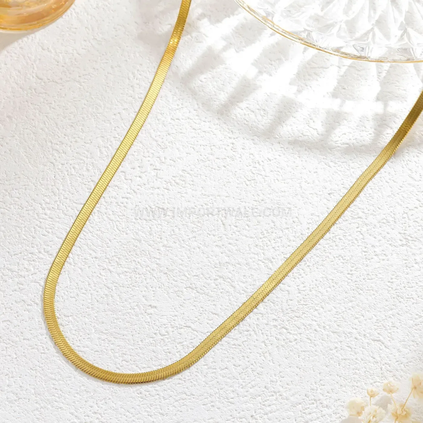 Elegant Double Layer Flat Snake Chain Stainless Steel Choker