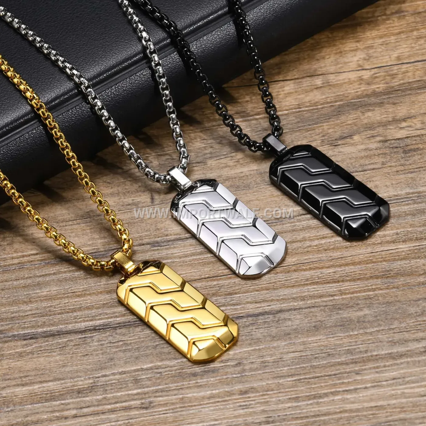Men's Geometric Tire Pattern Stainless Steel Pendant Necklace