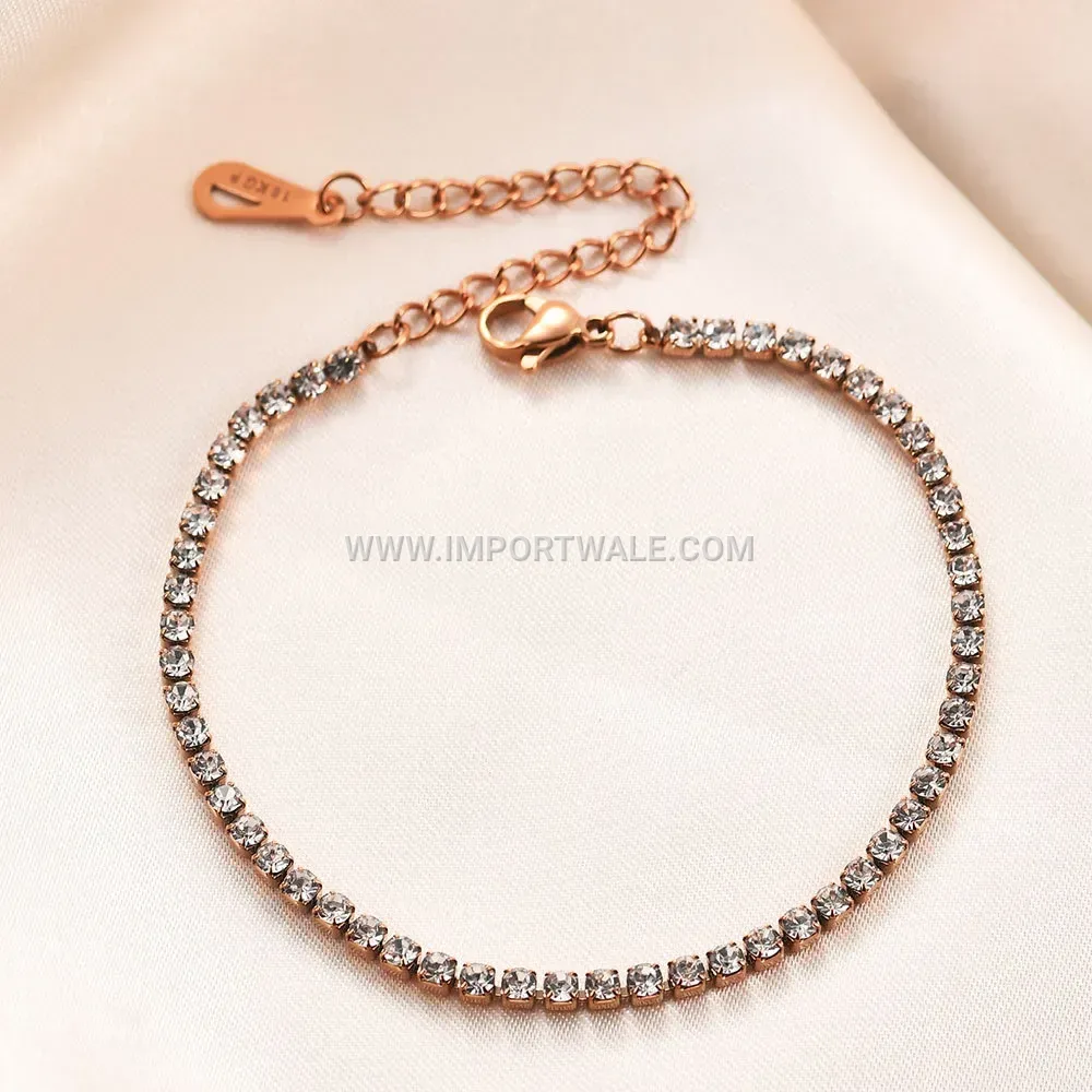 Single Row Cubic Zirconia Stainless Steel Tennis Bracelet