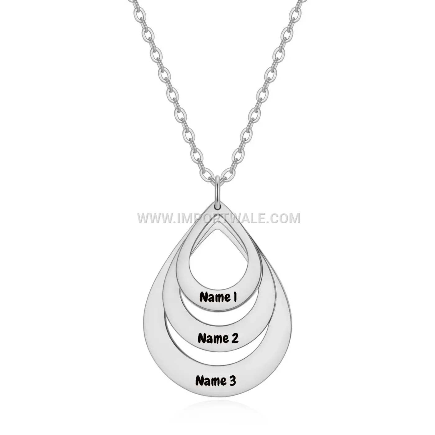 Minimalist Engraved Stainless Steel Teardrop Pendant Clavicle Chain